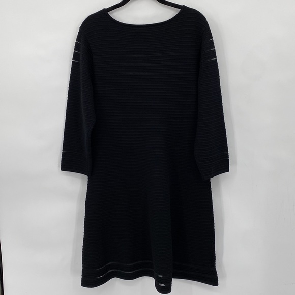 Tahari Ribbed Sheath Dress Stretchy Classic Minimalist Elegant Black Size Large - Picture 8 of 8